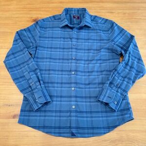 UNTUCKit Donnelly Performance Flannel Shirt Large Slim Fit Blue Plaid 41934
